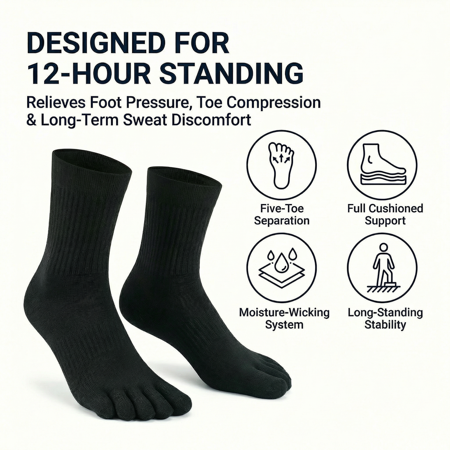 Tactical 24/7 Long Standing Recovery Toe Socks