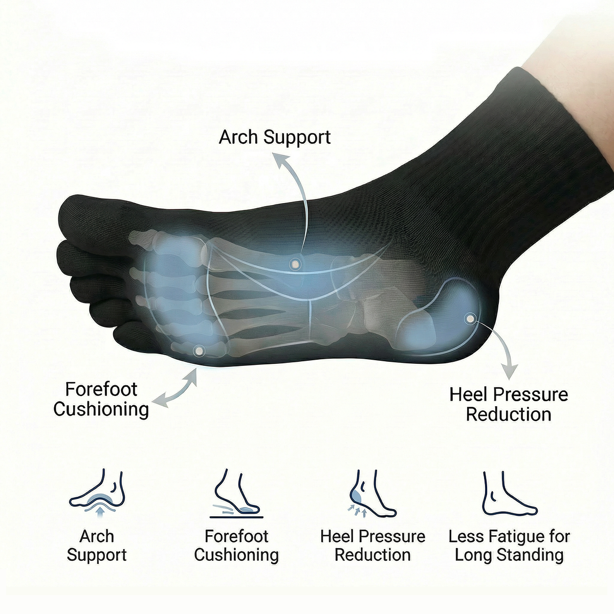Tactical 24/7 Long Standing Recovery Toe Socks