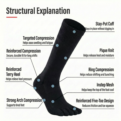 Tactical 24/7 Long Standing Recovery Toe Socks