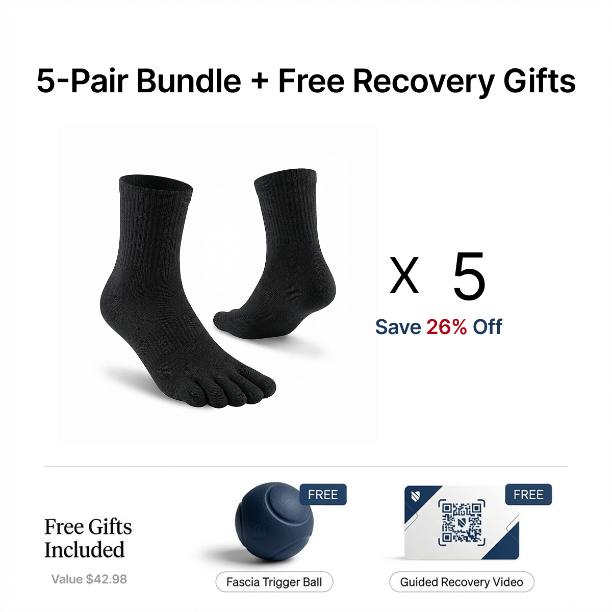 Tactical 24/7 Long Standing Recovery Toe Socks